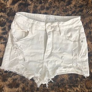 Windsor Cream Distressed Jean Shorts
